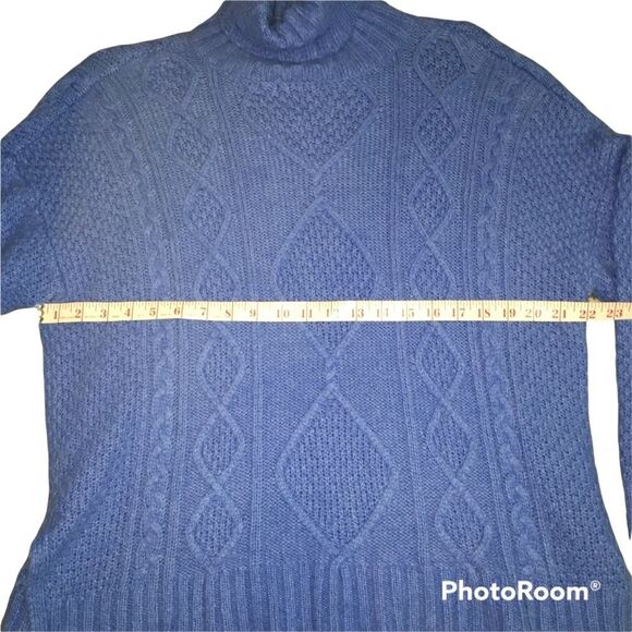 Aerie Wool Blend Oversized Soft Sweater Turtleneck Sz XS Blue Cozy Warm - Picture 3 of 9